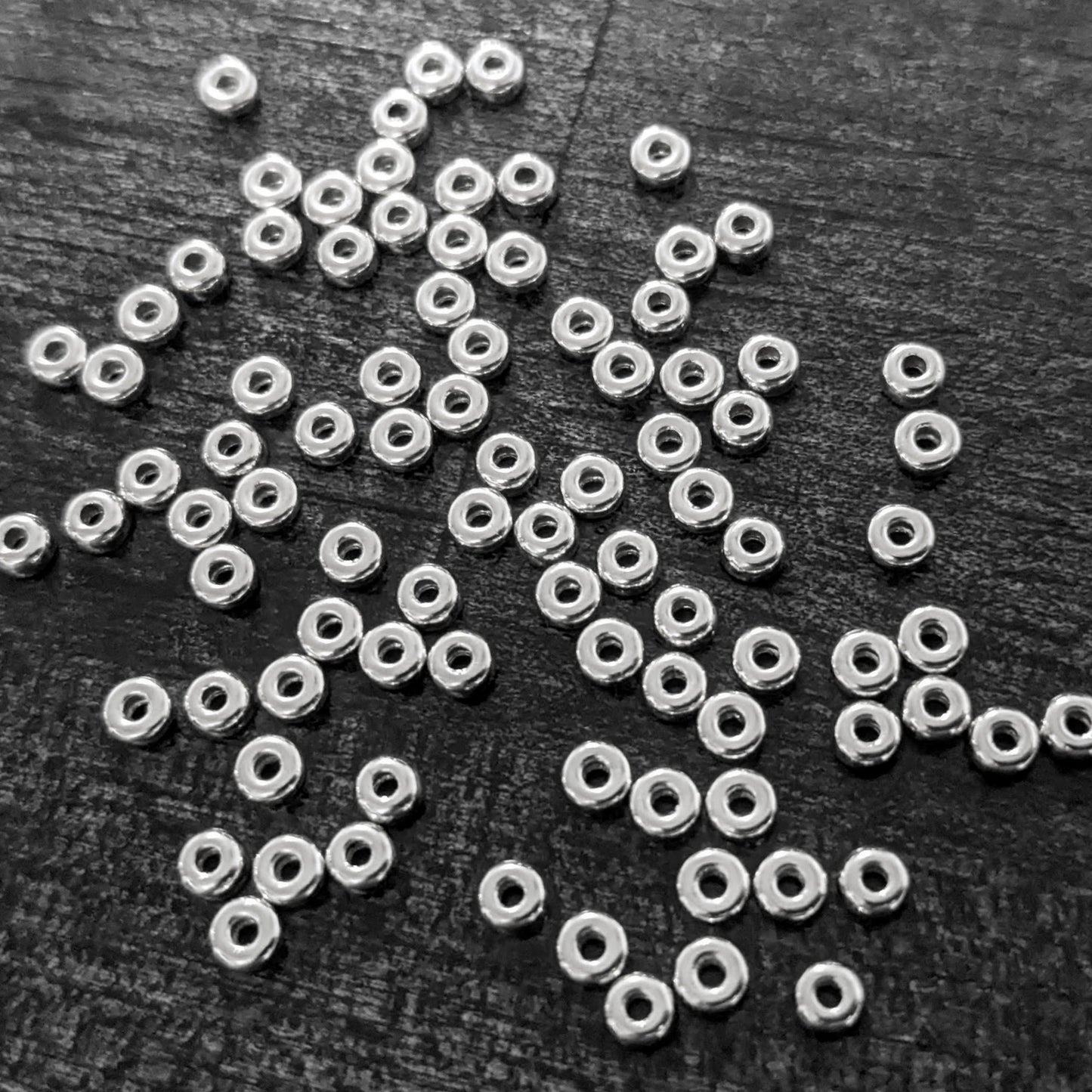 Roundel Donut Spacer Beads, 3mm diameter (0.9mm hole) - sold in sets of 10