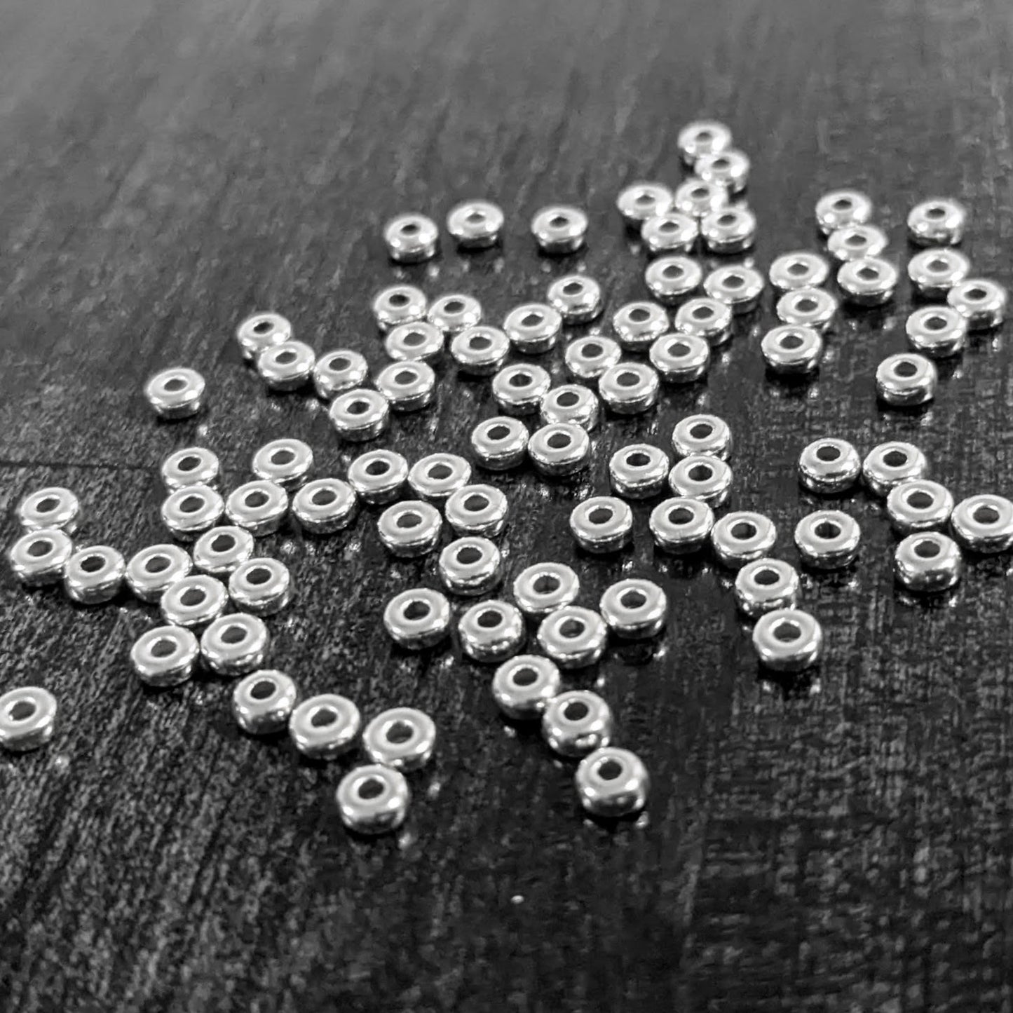 Roundel Donut Spacer Beads, 3mm diameter (0.9mm hole) - sold in sets of 10
