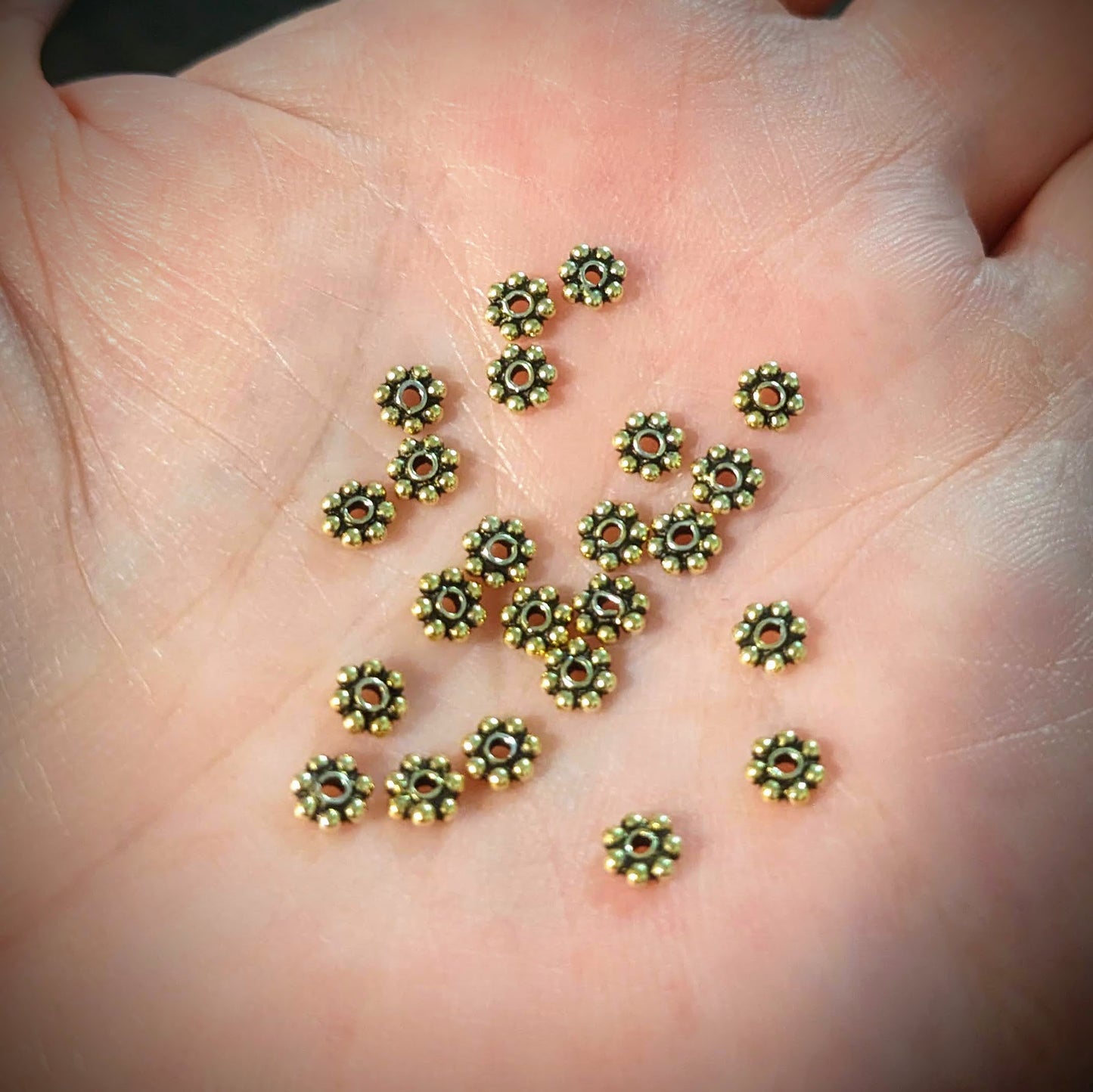 RESTOCKED 4mm Bali-style Daisy Spacer Beads, 4mm diameter - sold in sets of 10