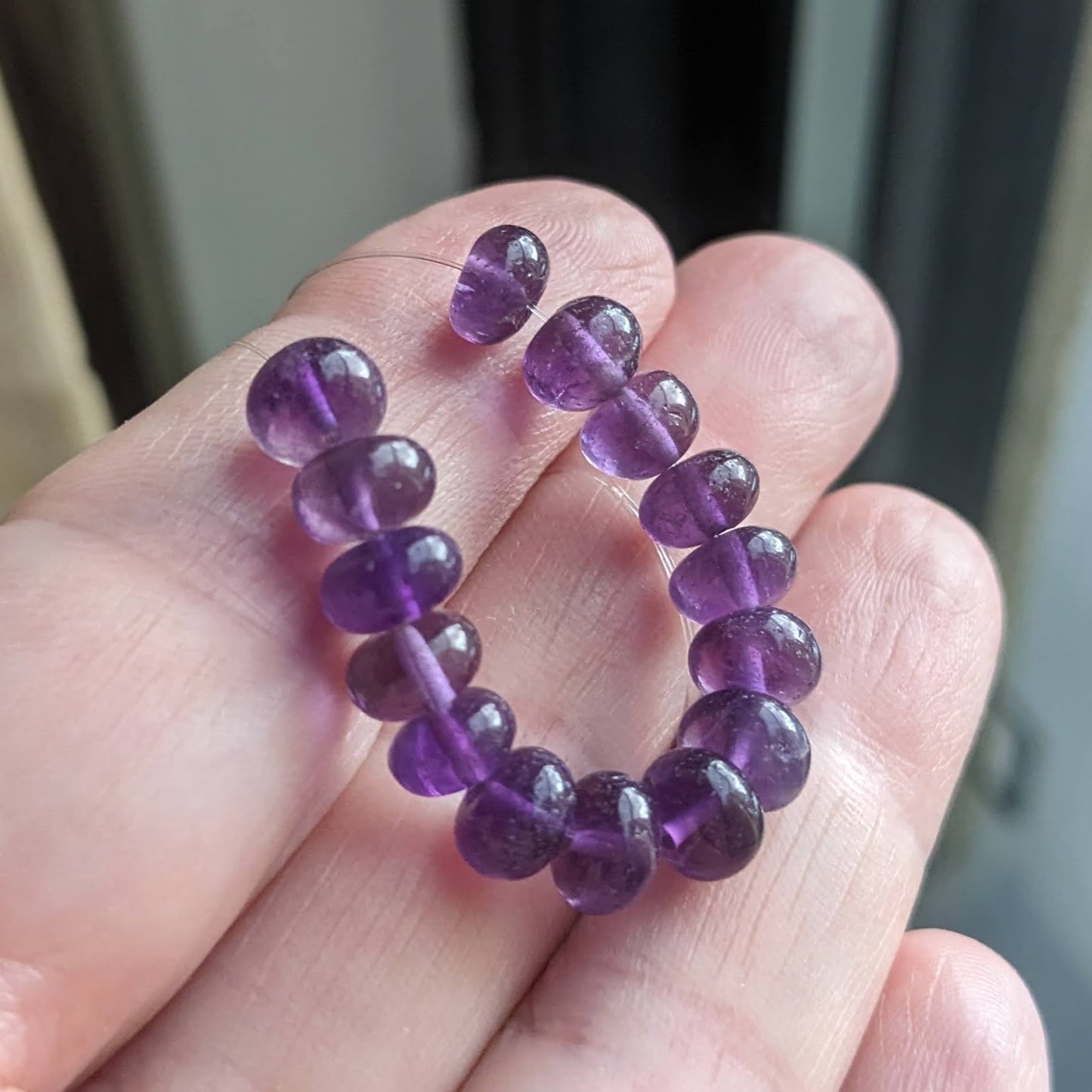 African Amethyst Smooth Rondelles, 15 beads, 6mm diameter