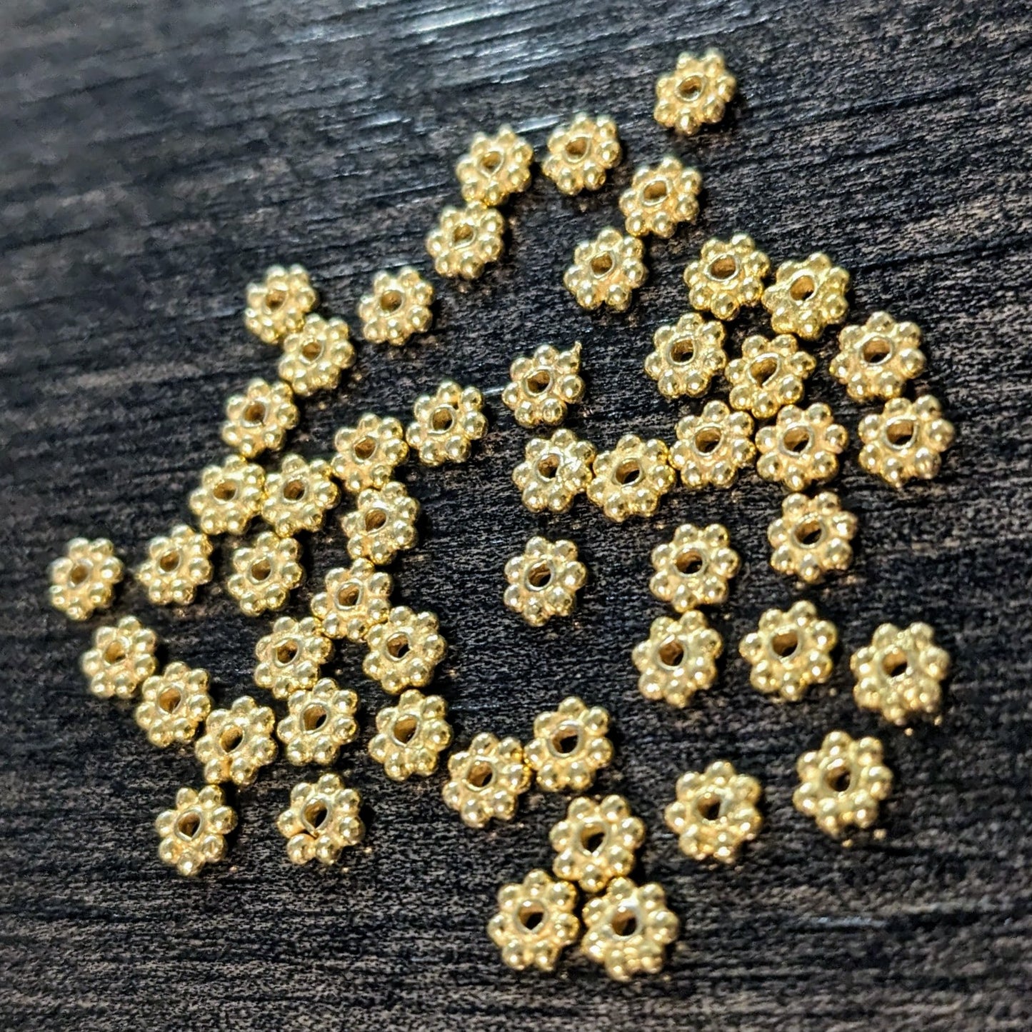 RESTOCKED 4mm Bali-style Daisy Spacer Beads, 4mm diameter - sold in sets of 10