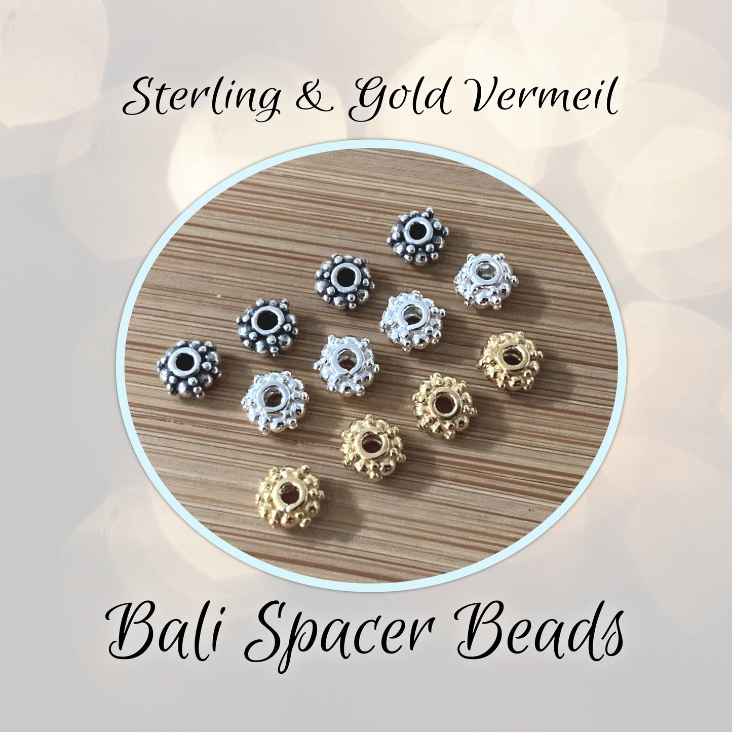 Bali Rondelle Spacer Beads, 3mm x 5mm (1.5mm hole) - sold individually