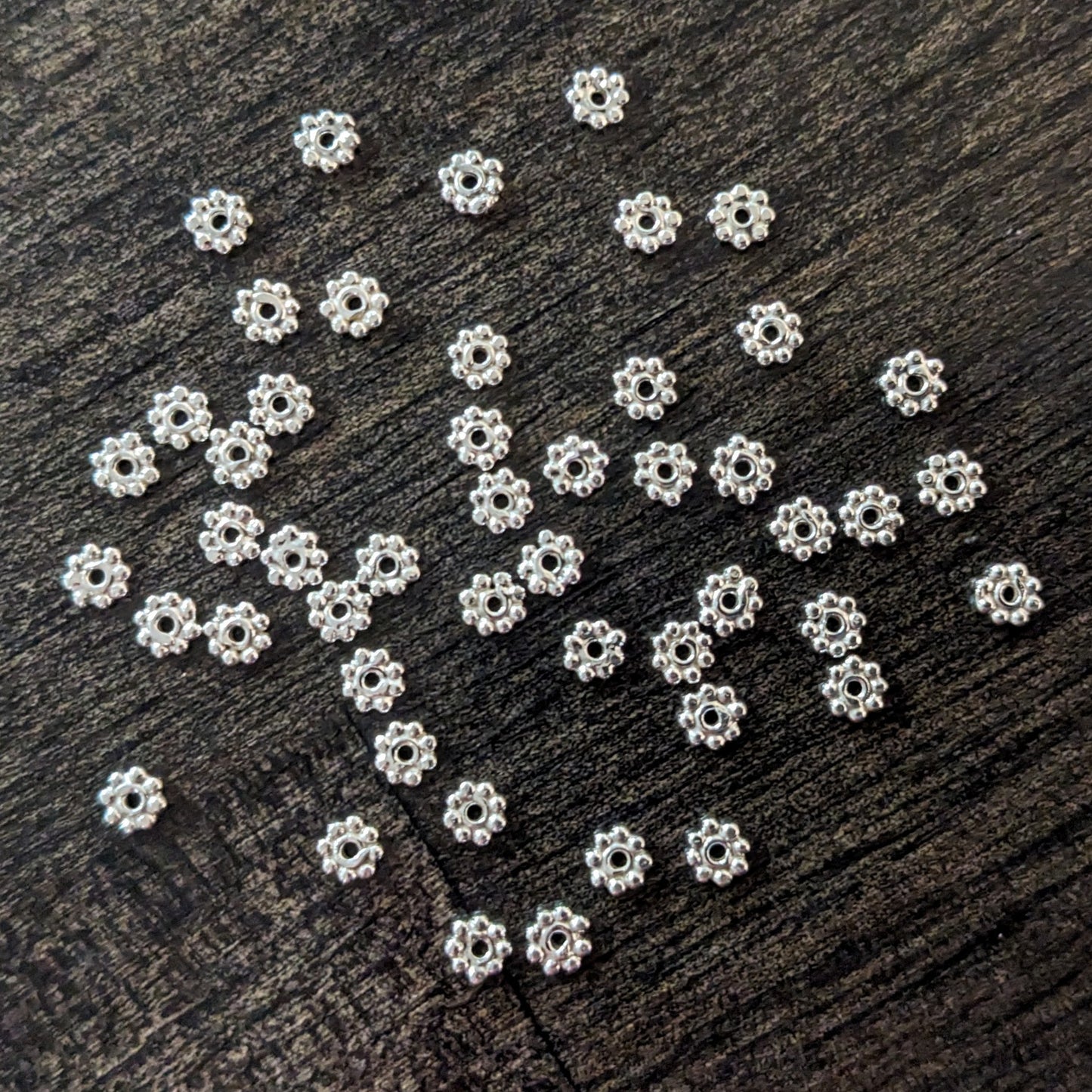 Bali Daisy Spacer Beads, 3.3mm diameter - sold in sets of 10