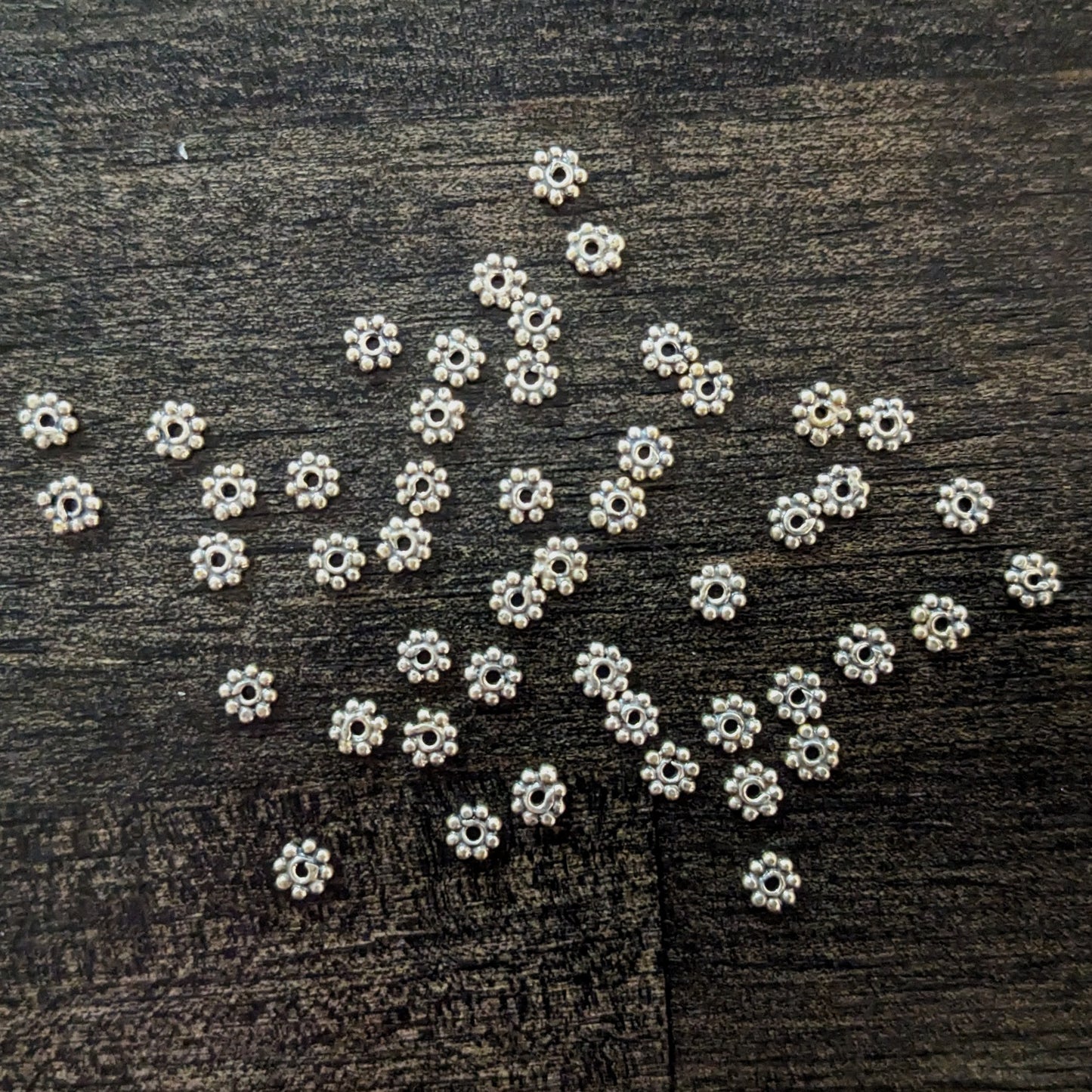 Bali Daisy Spacer Beads, 3.3mm diameter - sold in sets of 10