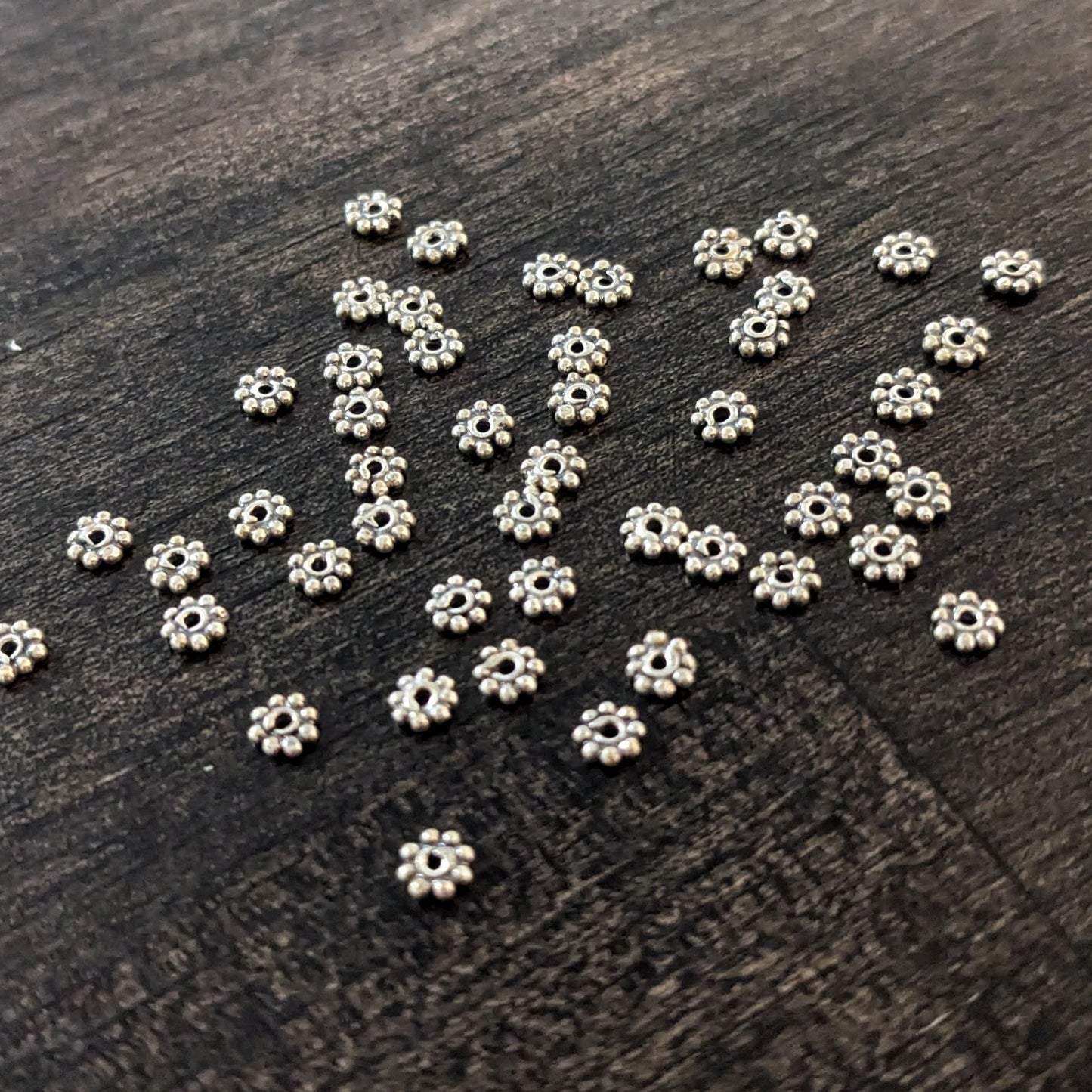 Bali Daisy Spacer Beads, 3.3mm diameter - sold in sets of 10