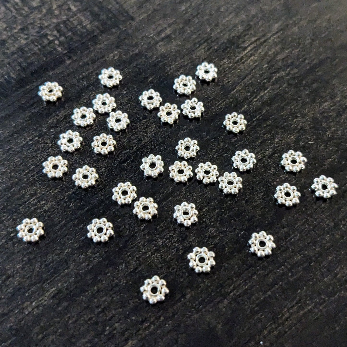 CLEARANCE Bali Daisy Spacer Beads, 4mm diameter - sold in sets of 10