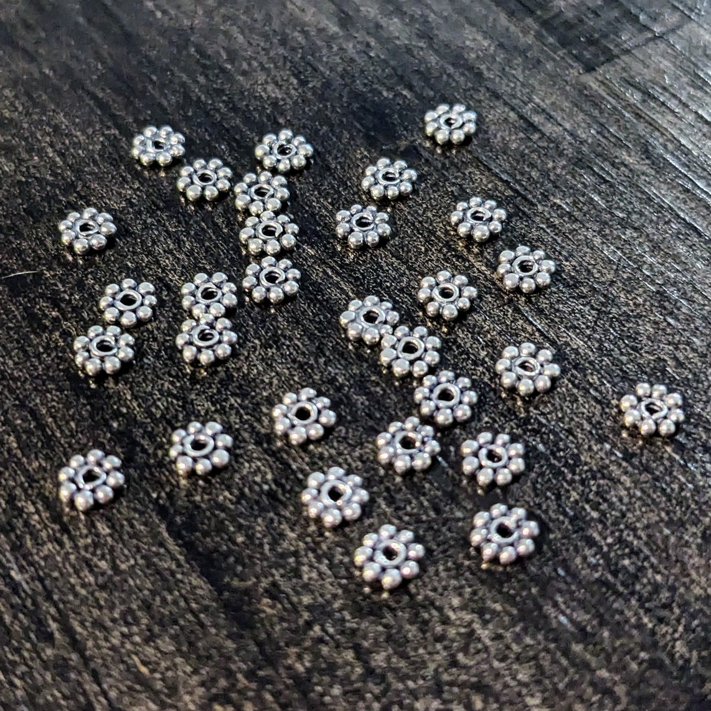 CLEARANCE Bali Daisy Spacer Beads, 4mm diameter - sold in sets of 10