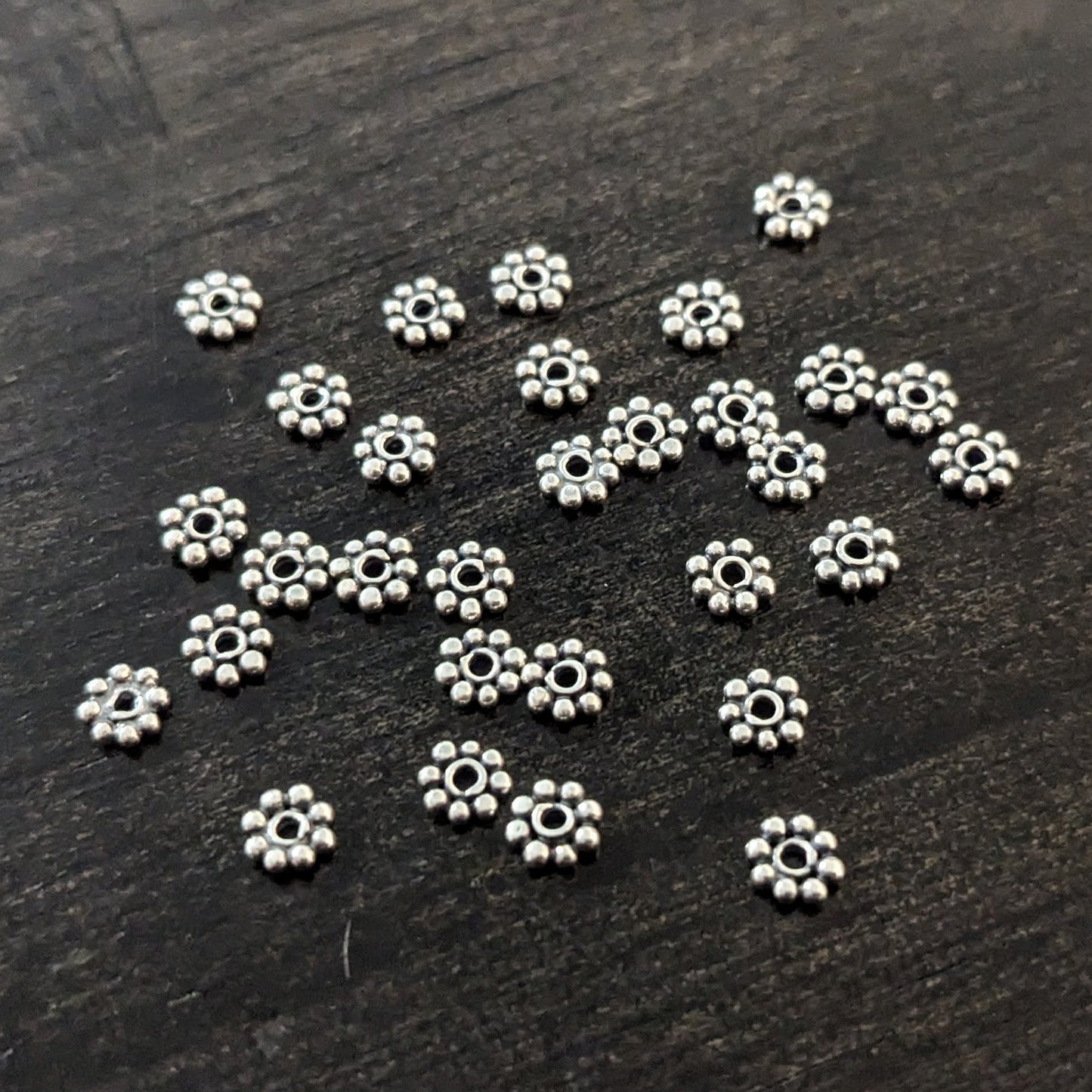 Bali Daisy Spacer Beads, 3.3mm diameter - sold in sets of 10