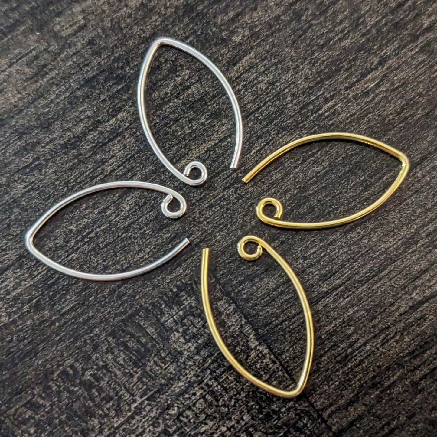 Bali Elven-style Ear Wires, 23mm x 13.5mm, 19 gauge - sold by the pair