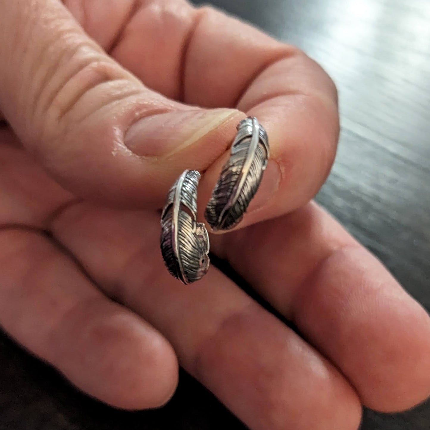 REDUCED Bali Feather Hoop Post Earrings, 9x14mm (backings included) - sold by the pair