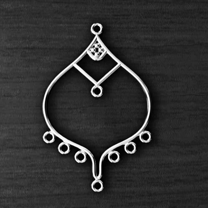 Bali Large Teardrop Chandelier, 23.5mm x 36.5mm, Sterling or Gold Vermeil - sold by the pair