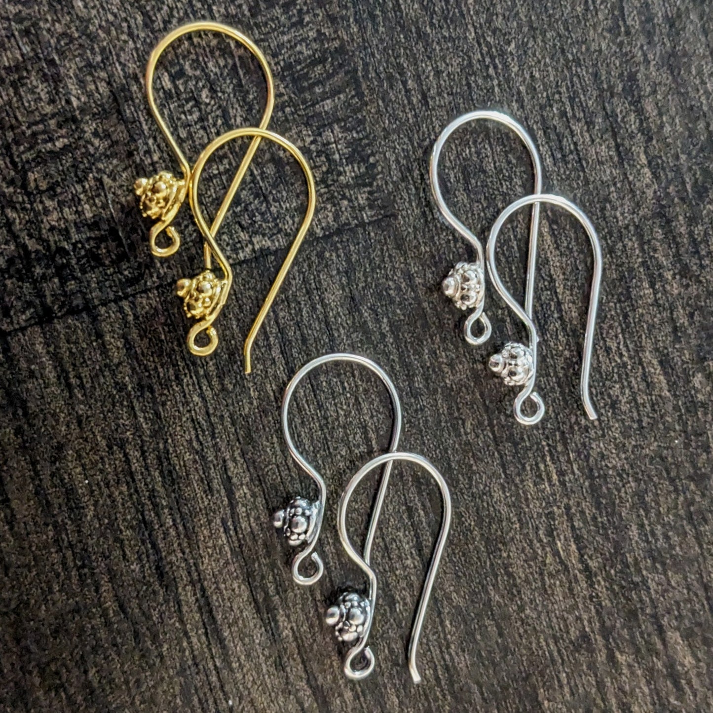 CLEARANCE Bali Medallion Ear Wires Gold Vermeil or Sterling Silver, 21mm long, 20 gauge - sold by the pair