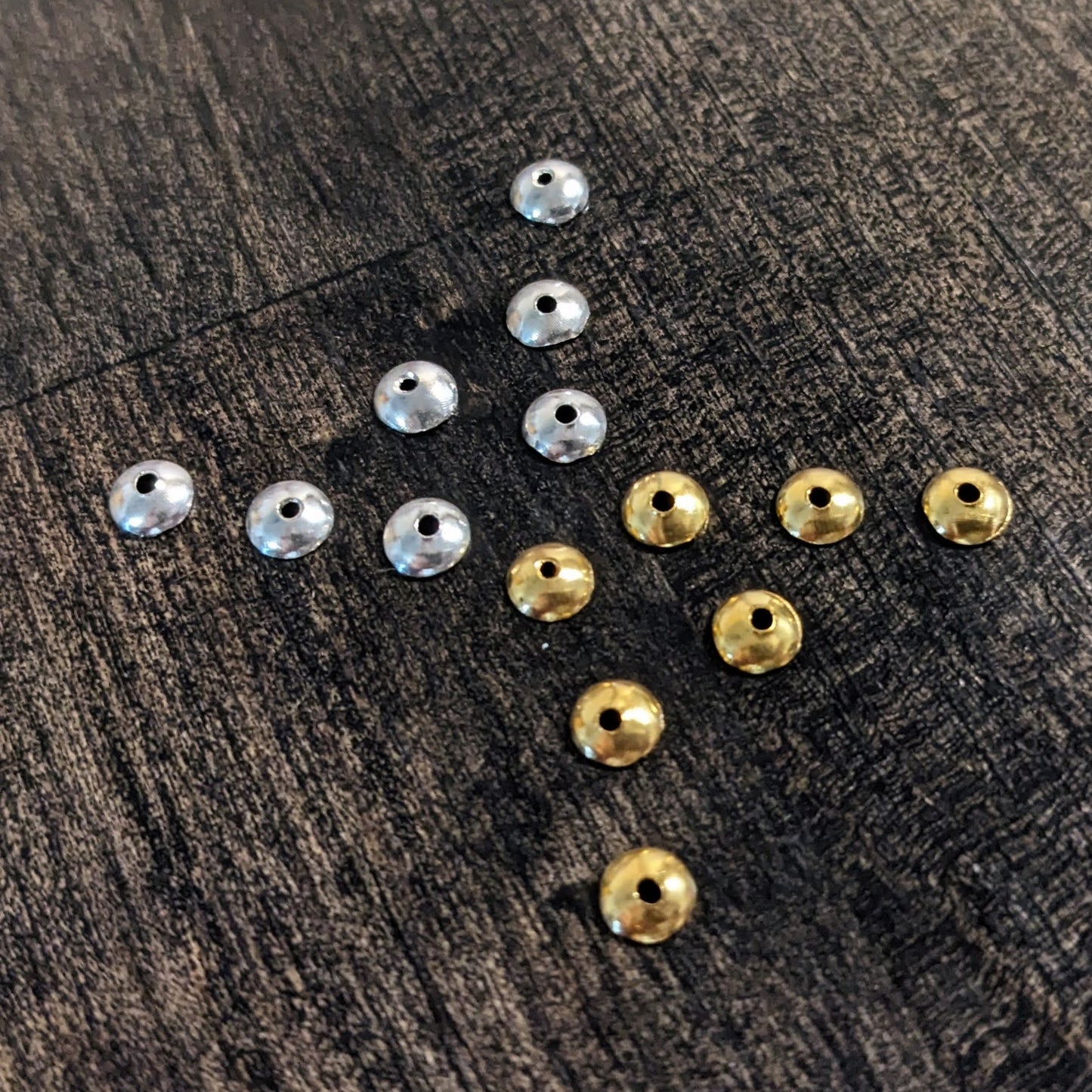REDUCED Bali Plain Round Bead Caps in Sterling or Gold Vermeil, 4.5mm wide - sold by the pair
