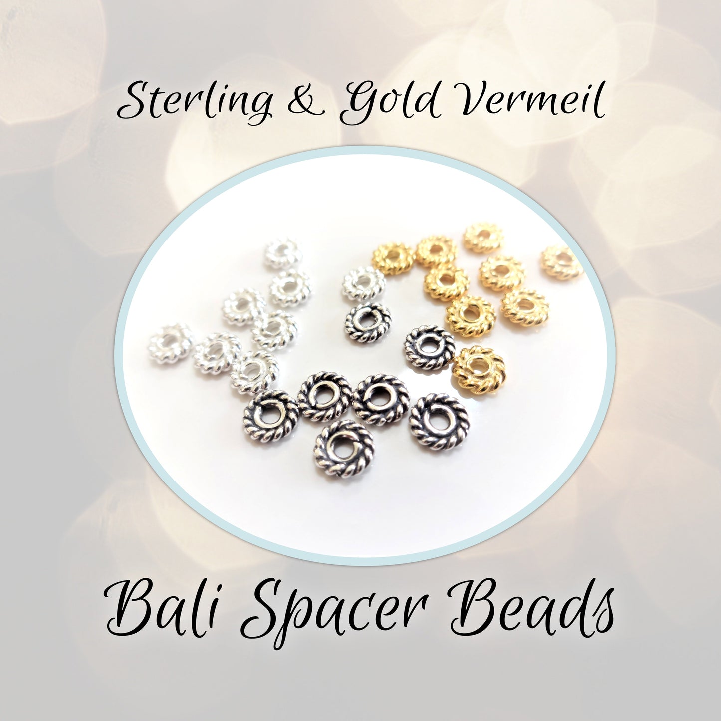 Bali Rope Twist Spacer Beads, 4.9mm x 1.2mm (1.5mm hole) - sold individually