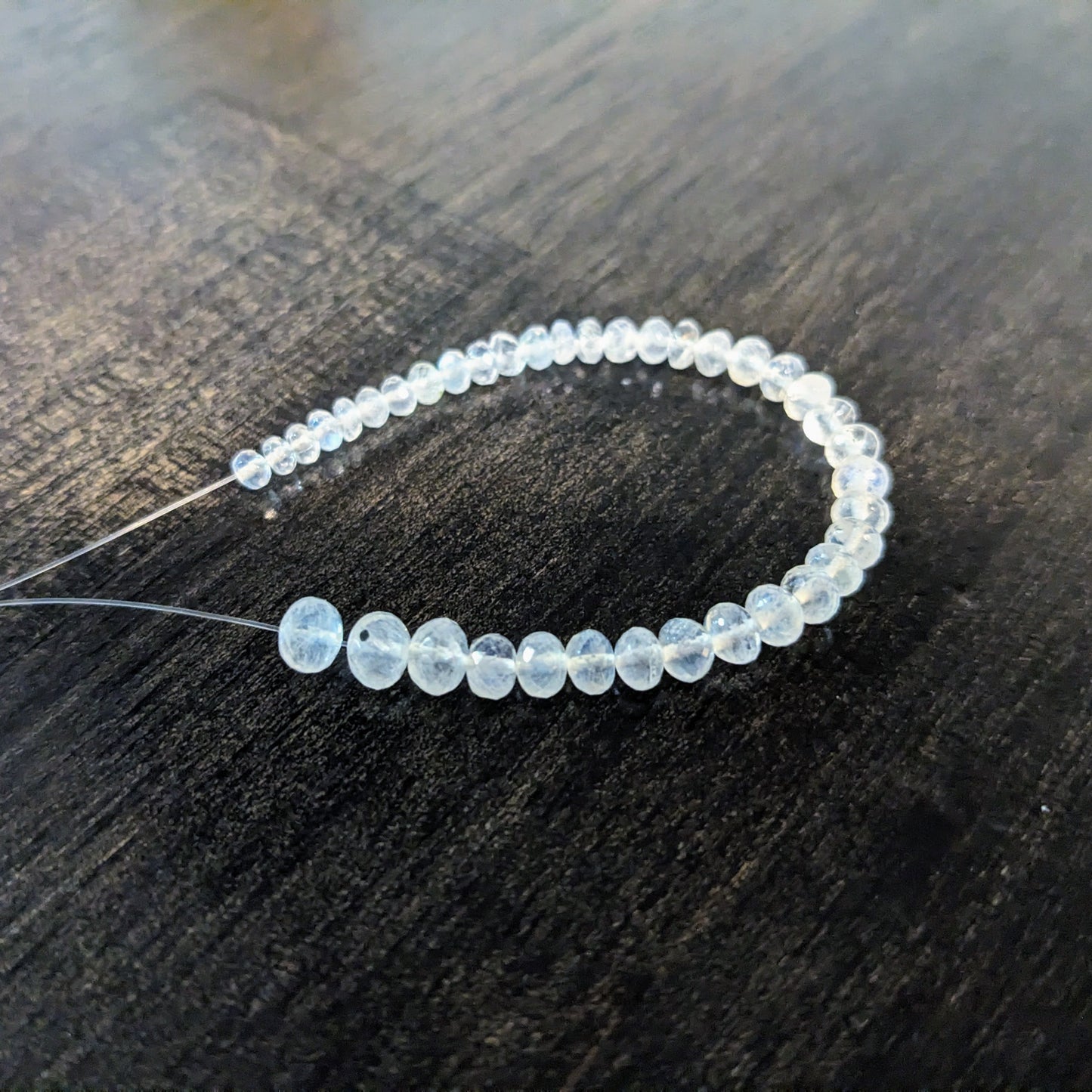 AAA Rainbow Moonstone Faceted Rondelles, 4 inch strand, 3-4.8mm diameter