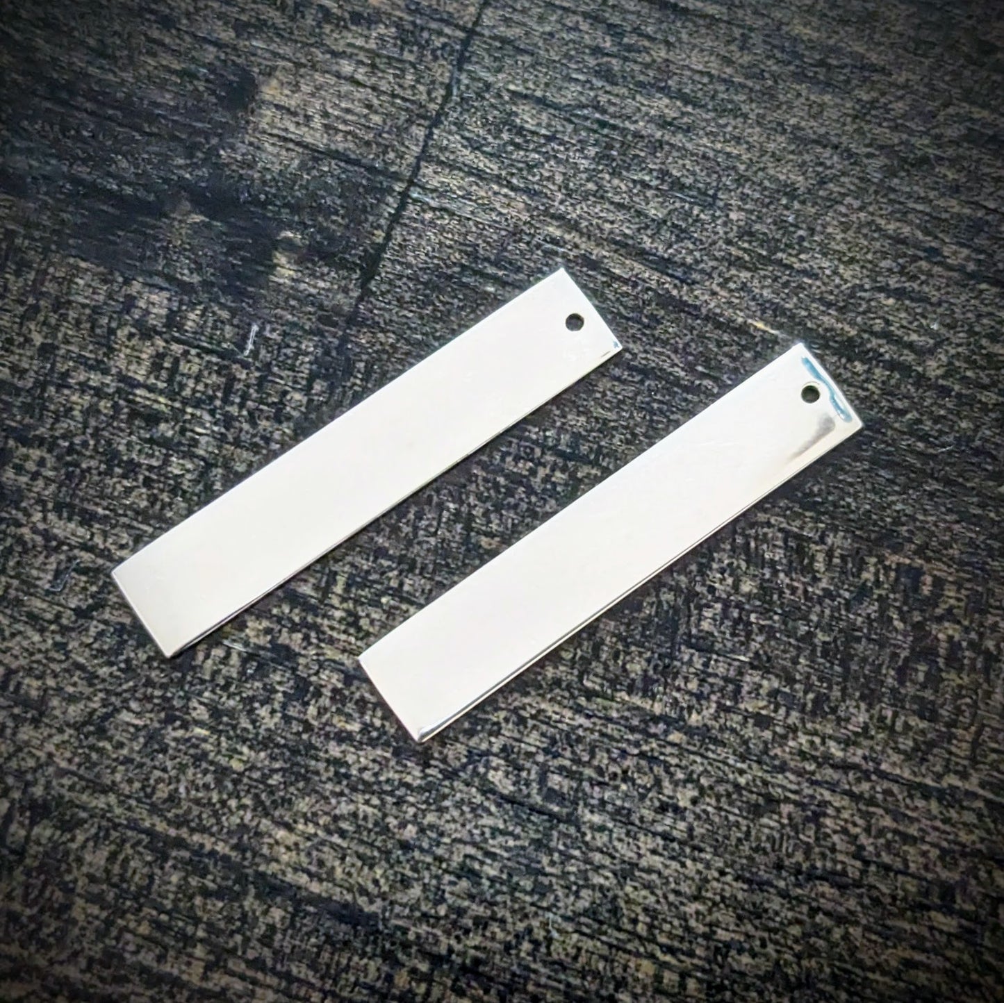 NEW! Stamping Blank, Sterling Silver, 24 gauge, 29mm long by 5.5mm high, RECTANGLE with (1) 0.9mm hole