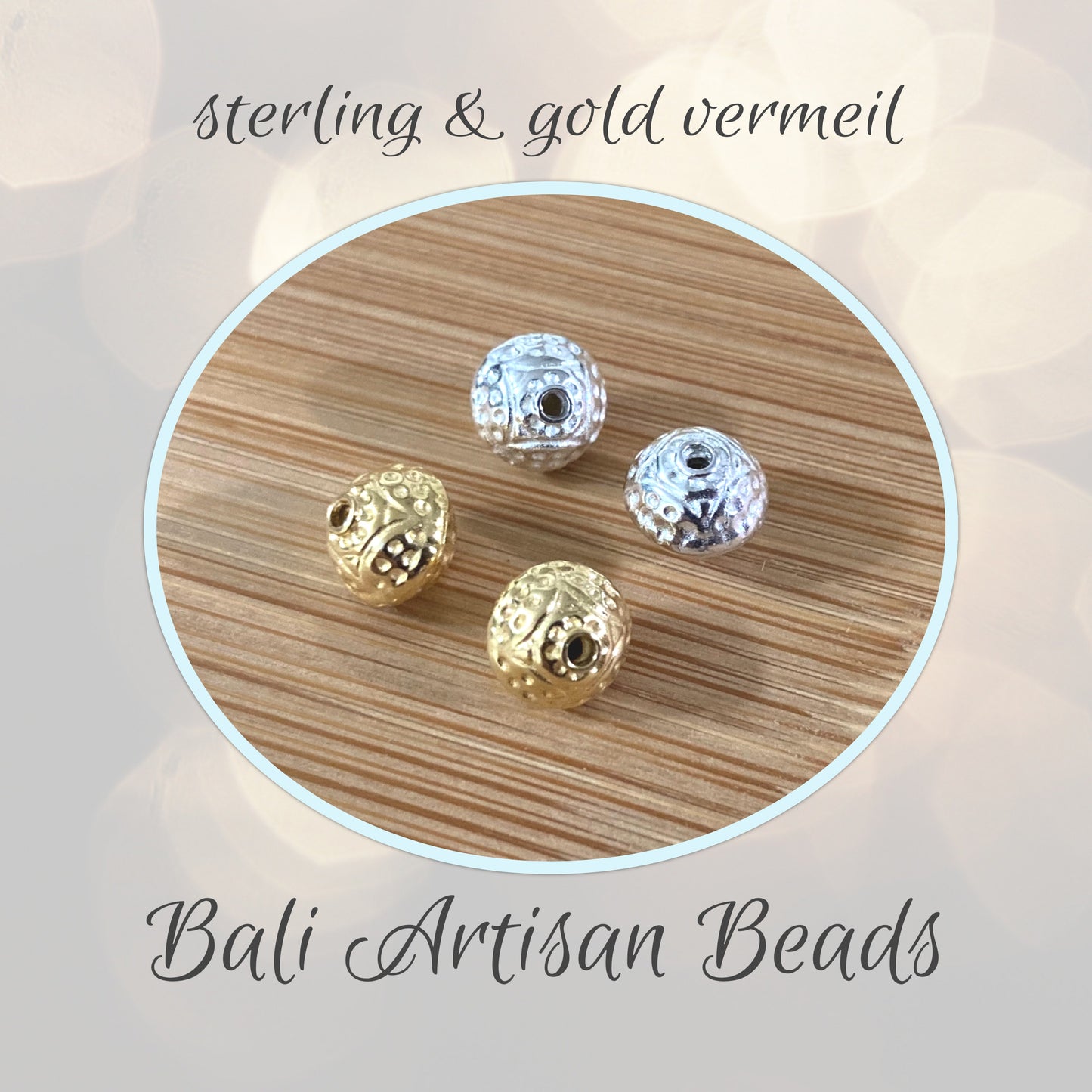 REDUCED Bali Dimpled Round Beads, 8mm x 7.5mm (1mm hole) - sold individually