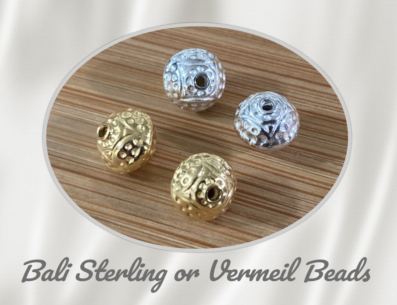 REDUCED Bali Dimpled Round Beads, 8mm x 7.5mm (1mm hole) - sold individually