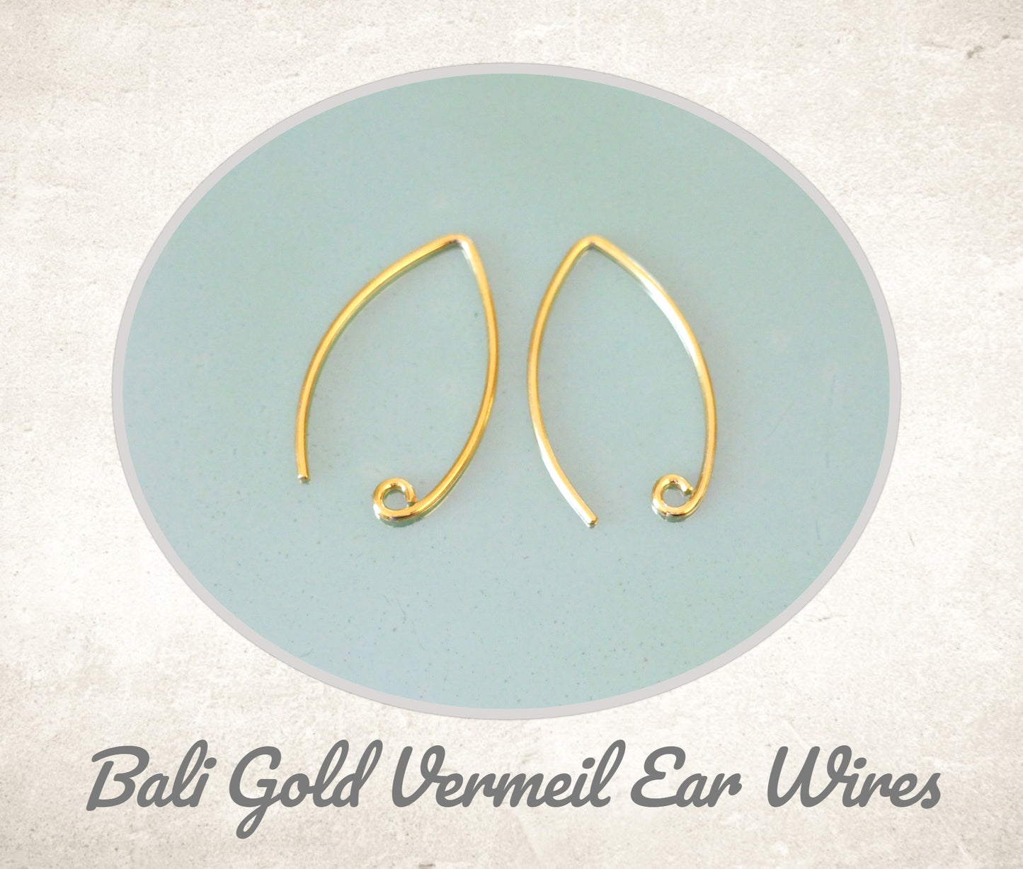 Bali Elven-style Ear Wires, 23mm x 13.5mm, 19 gauge - sold by the pair