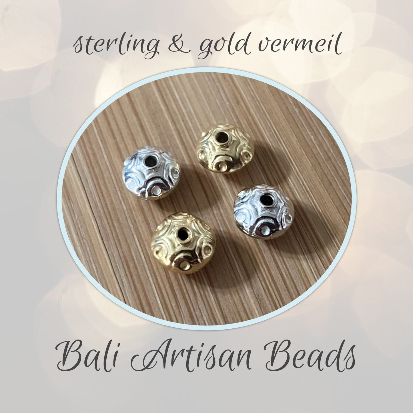 REDUCED Bali Embossed Saucer Beads, 6mm x 8mm (1.3mm hole) - sold individually