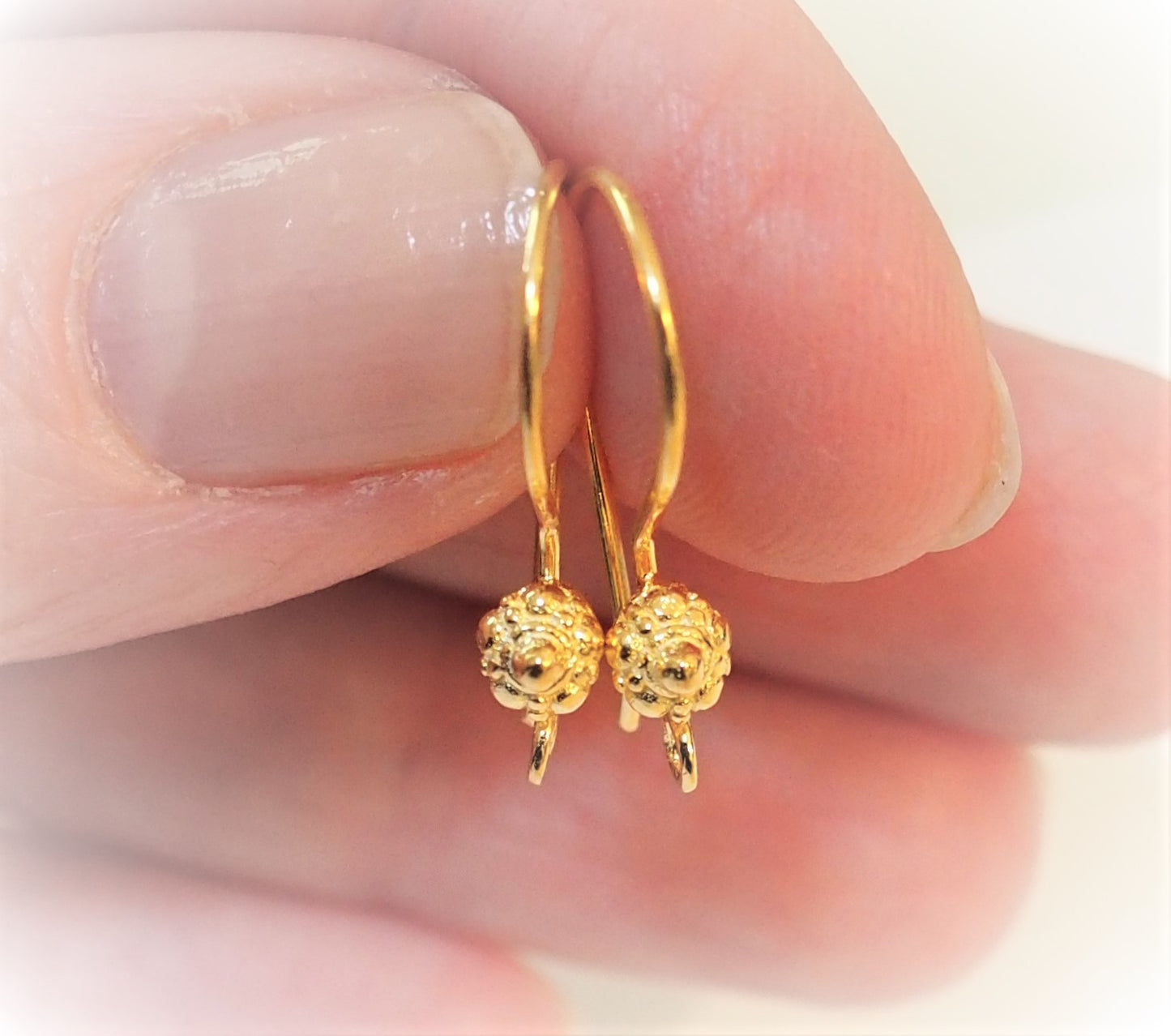 CLEARANCE Bali Medallion Ear Wires Gold Vermeil or Sterling Silver, 21mm long, 20 gauge - sold by the pair