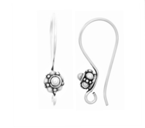 CLEARANCE Bali Medallion Ear Wires Gold Vermeil or Sterling Silver, 21mm long, 20 gauge - sold by the pair