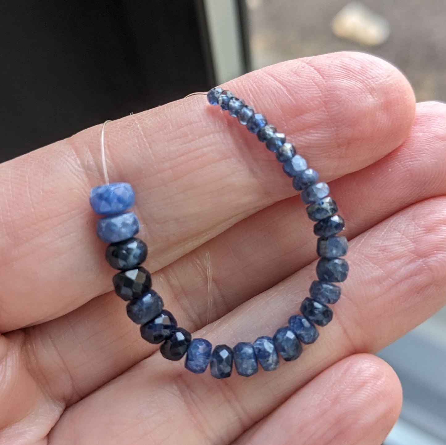 CLEARANCE Mixed-Blues Sapphire Faceted Rondelles, 3 inch strand, 2.5-5.5mm