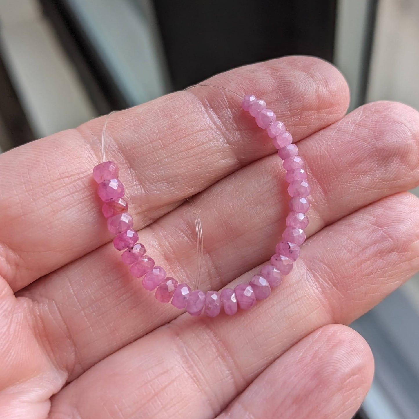 CLEARANCE Multi-Pink Sapphire Faceted Rondelles, 2-3/4 inch strand, 2.8-3.8mm