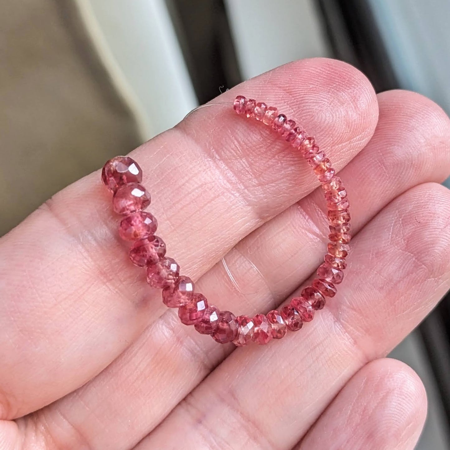 CLEARANCE Peachy Red Sapphire Faceted Rondelles, 2-3/4 inch strand, 2-5mm