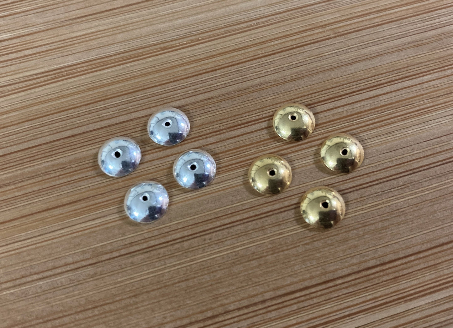 REDUCED Bali Plain Round Bead Caps in Sterling or Gold Vermeil, 4.5mm wide - sold by the pair