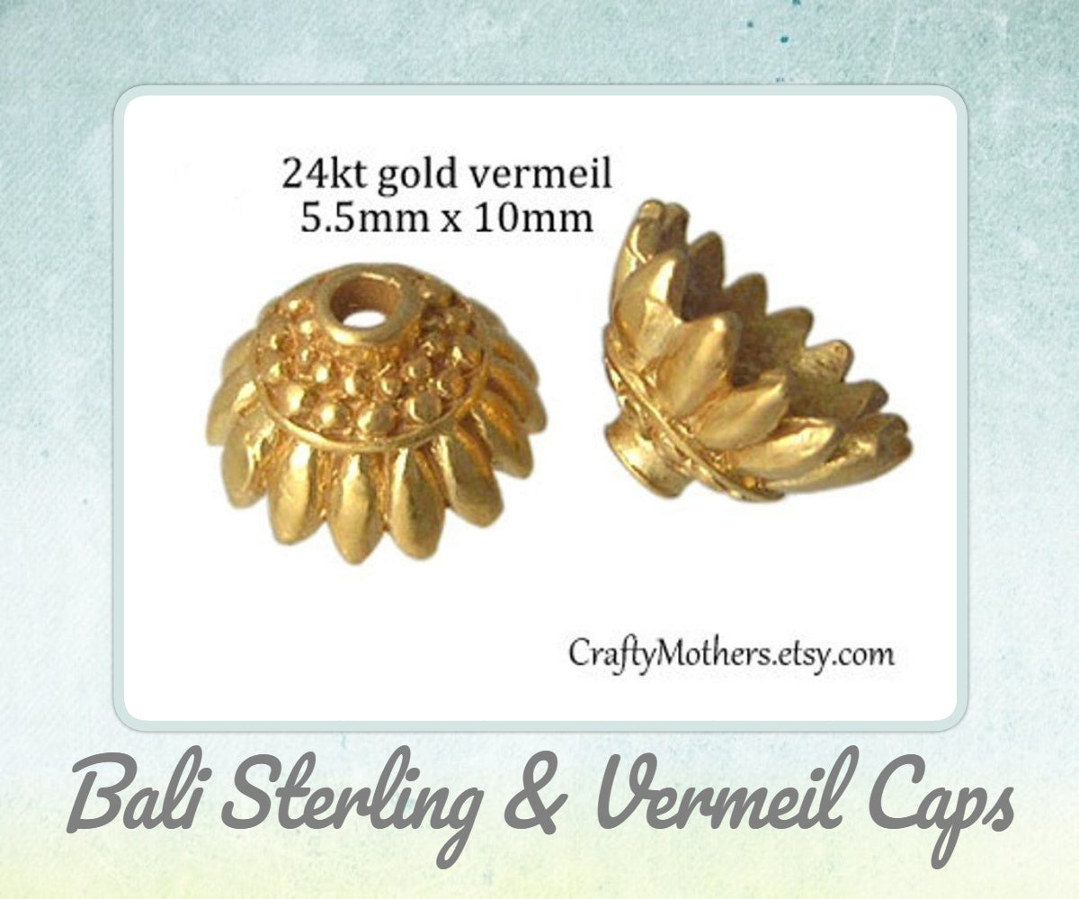 CLEARANCE Bali Sunflower Bead Caps, 9.5mm x 5.5mm - sold by the pair