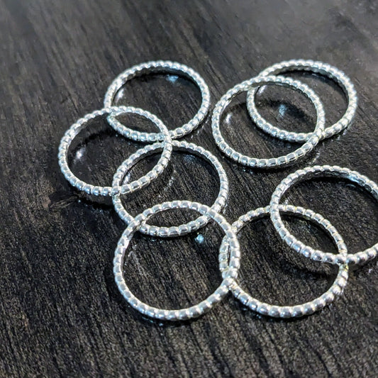 Sterling Silver Beaded Stacking Ring or Circle Link, 16.5mm diameter, Choose 18 gauge or 14 gauge, US Ring Size 6