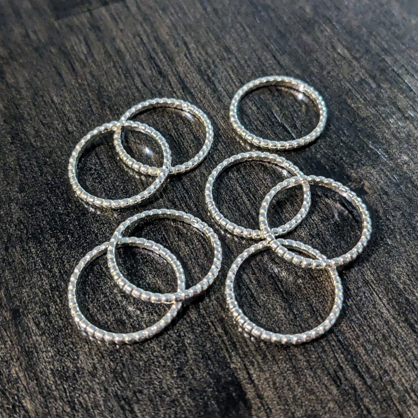 Sterling Silver Beaded Stacking Ring or Circle Link, 16.5mm diameter, Choose 18 gauge or 14 gauge, US Ring Size 6