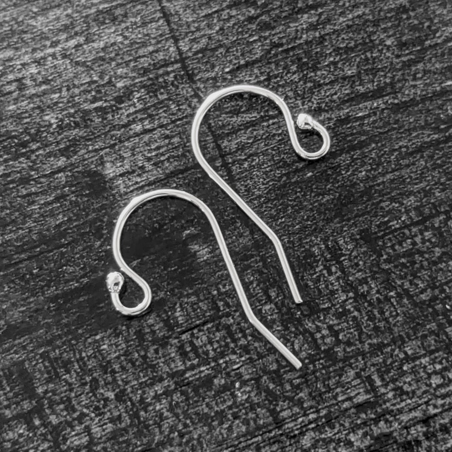 Ball Ear Wires Sterling Silver, 20 gauge, 20mm x 11mm - sold by the pair