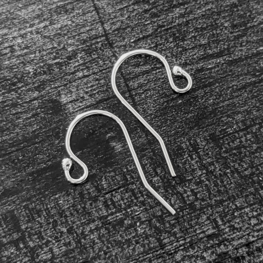 Ball Ear Wires Sterling Silver, 20 gauge, 20mm x 11mm - sold by the pair