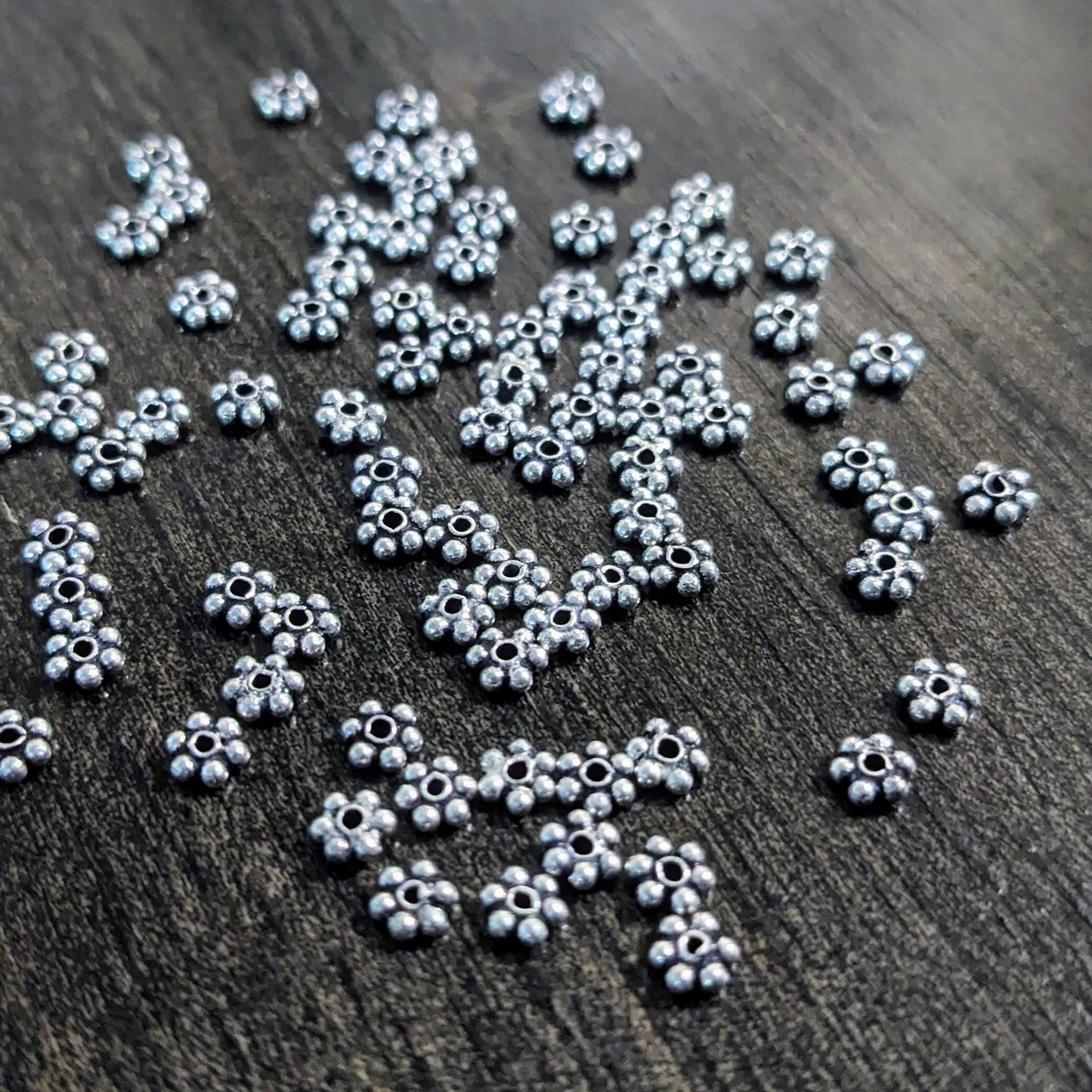 3.5mm Bali-style Daisy Spacer Beads, 3.5mm diameter - sold in sets of 10