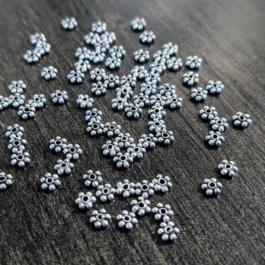 3.5mm Bali-style Daisy Spacer Beads, 3.5mm diameter - sold in sets of 10