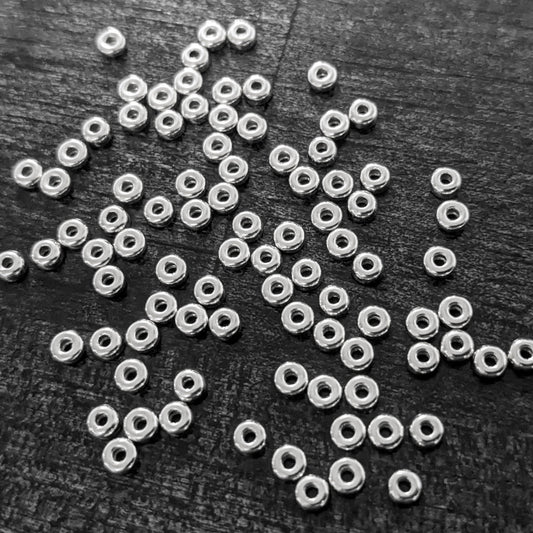 Roundel Donut Spacer Beads, 3mm diameter (0.9mm hole) - sold in sets of 10