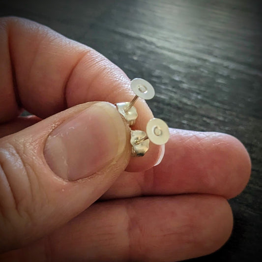 5mm Pin Pad Post Earrings in Sterling Silver, backings included - sold by the pair