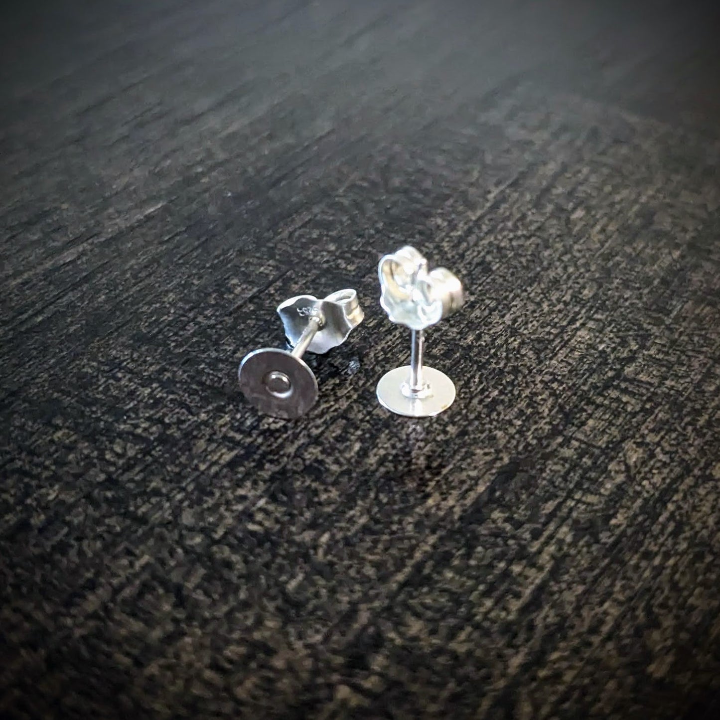 5mm Pin Pad Post Earrings in Sterling Silver, backings included - sold by the pair