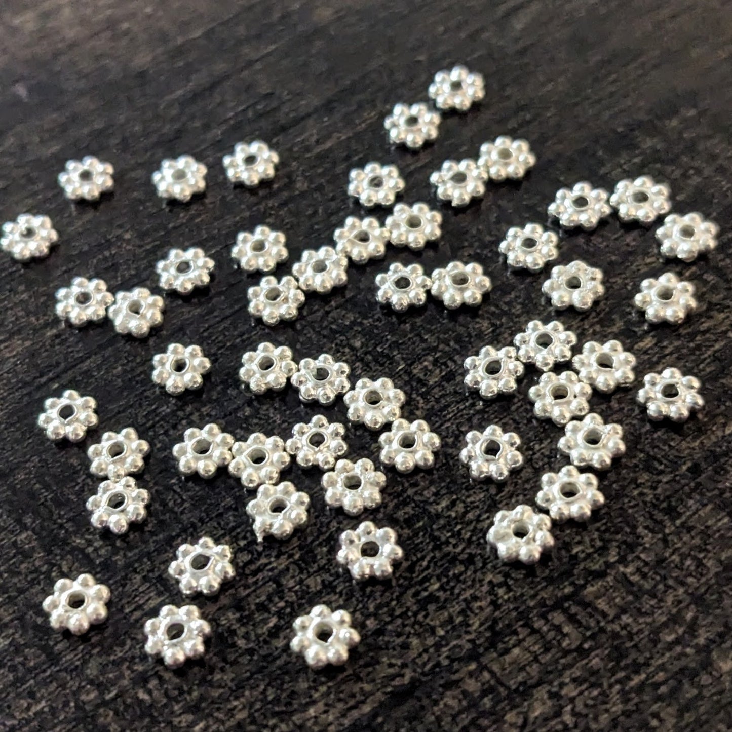 3.5mm Bali-style Daisy Spacer Beads, 3.5mm diameter - sold in sets of 10