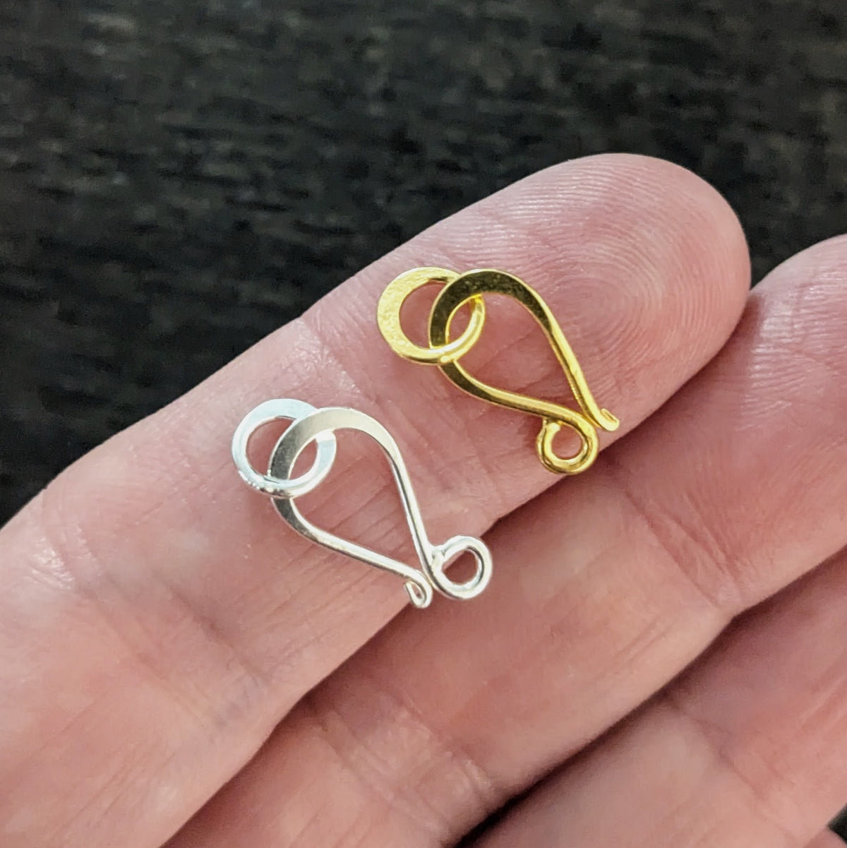 Brass Hook Clasp, 15mm long, Silver or Gold Plated - sold individually