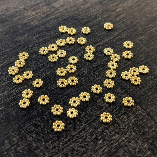 Bali Daisy Spacer Beads, 3.3mm diameter - sold in sets of 10