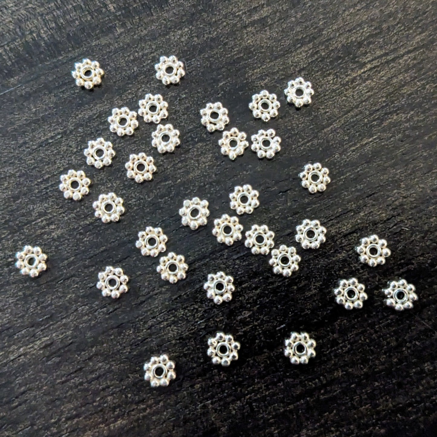 Bali Daisy Spacer Beads, 3.3mm diameter - sold in sets of 10