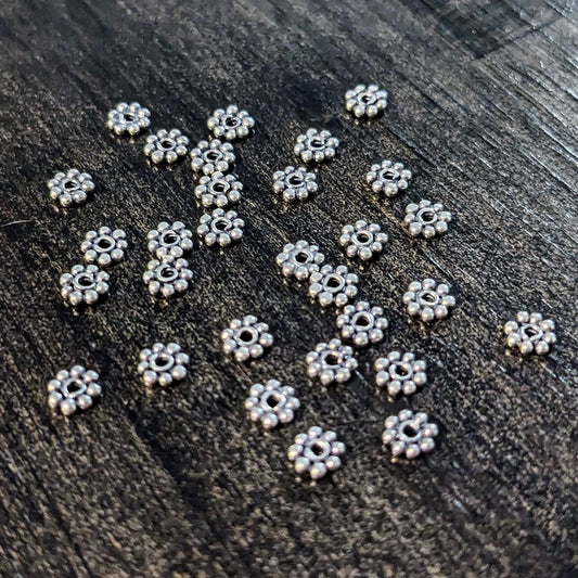 CLEARANCE Bali Daisy Spacer Beads, 4mm diameter - sold in sets of 10