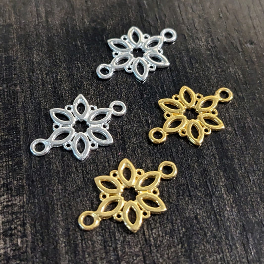 Bali Poinsettia Flower Connector Links, 11.8x19mm, double-sided - sold by the pair