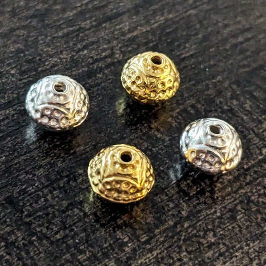 REDUCED Bali Dimpled Round Beads, 8mm x 7.5mm (1mm hole) - sold individually