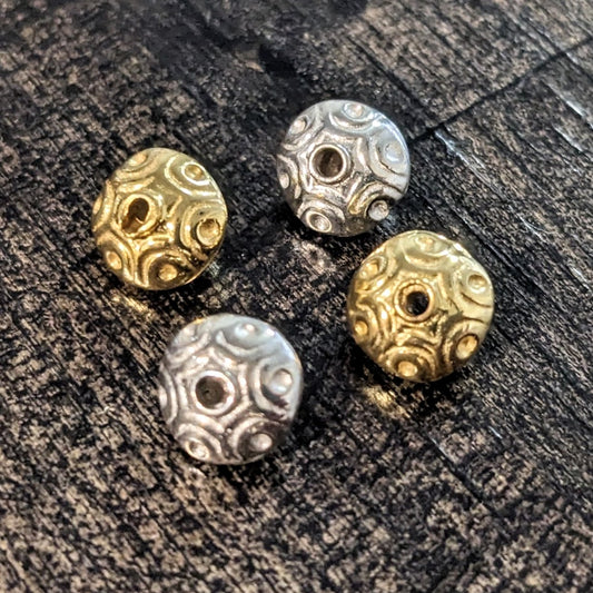 REDUCED Bali Embossed Saucer Beads, 6mm x 8mm (1.3mm hole) - sold individually