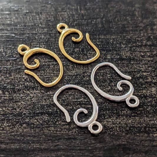 CLEARANCE Bali Fancy Ear Wires Gold Vermeil or Sterling Silver, 9x16.5mm long - sold by the pair