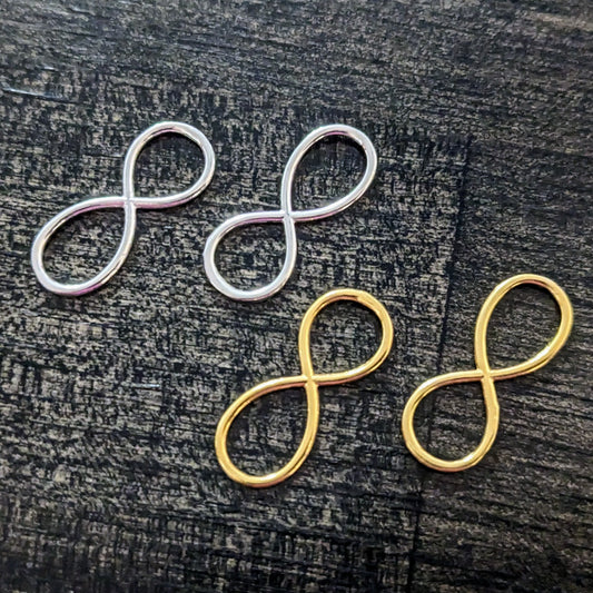 Bali Infinity Figure 8 Connector Links, 7.9mm x 19.5mm, Sterling or Gold Vermeil - sold by the pair